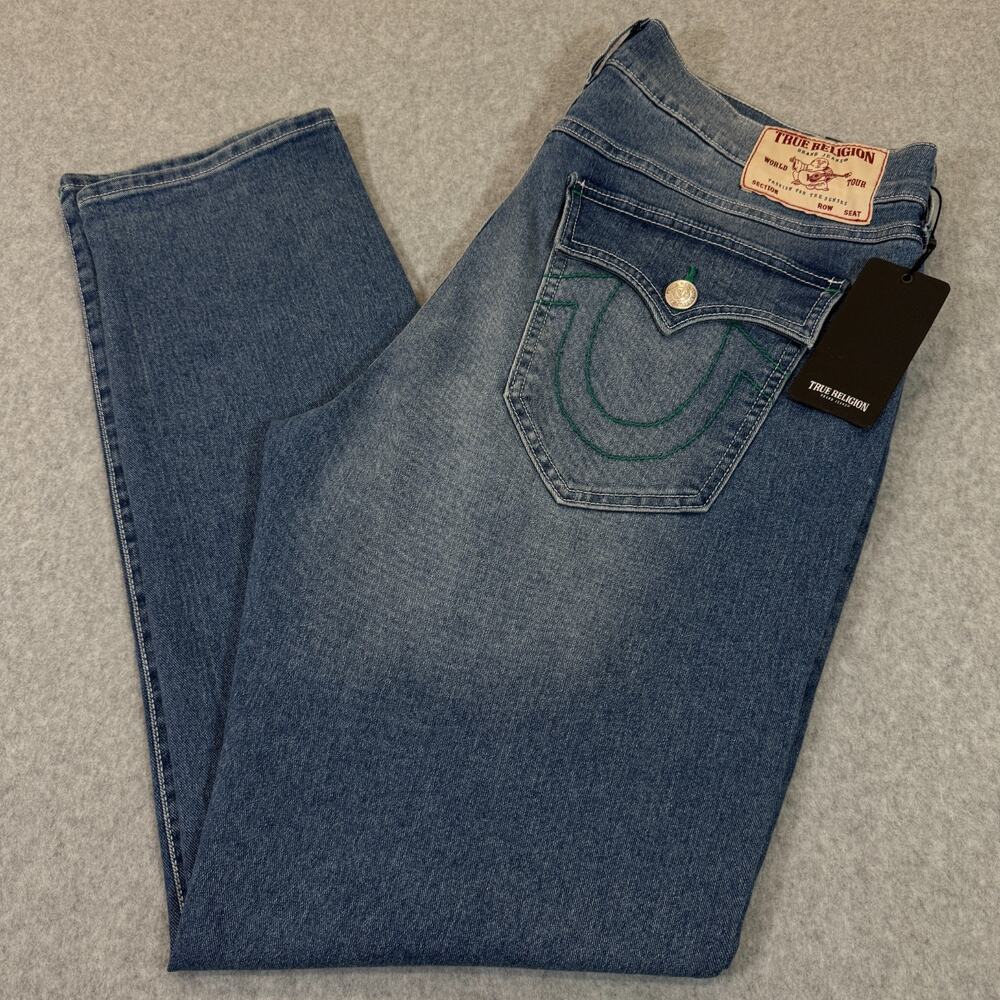 True Religion Men's Rocco SN Flap Relaxed Skinny Jeans 36x32 Light Idyllic NWT